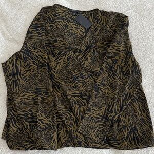 Halogen Black and Brown Abstract Blouse
